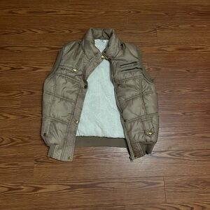 American Vintage Unisex Women’s Men's Beige Quilted Lined Puffy Vest Large